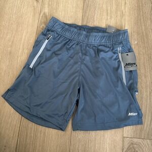 Mitre Men's Shorts Unlined Moisture Wicking Zip Pockets Blue Small 7" NEW